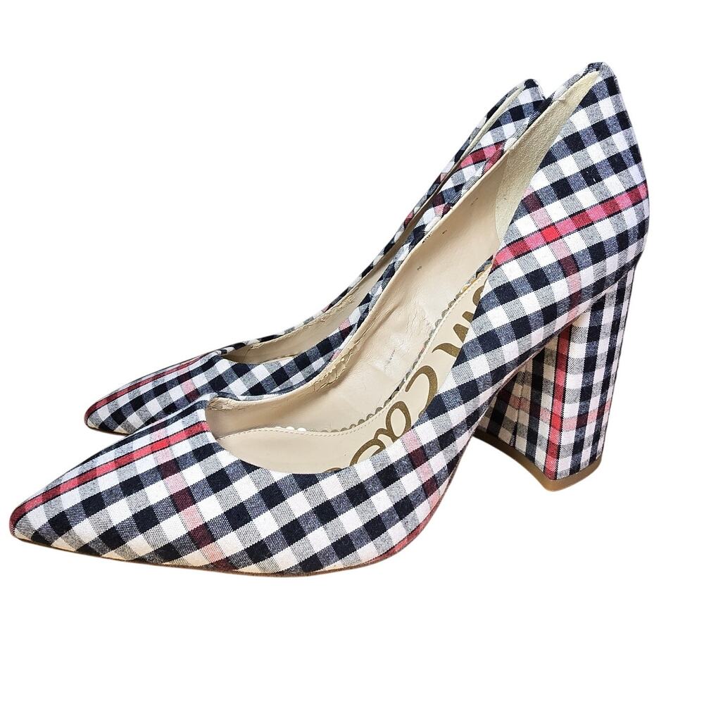 Sam Edelman Halston Heel in Shepherds Plaid Block Heels Pointed Toe Size 7.5